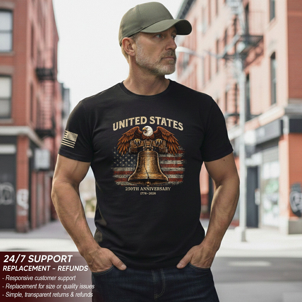 USA 250th Anniversary 250 Years Shirt 1776 2026 Liberty Bell Eagle American Pride