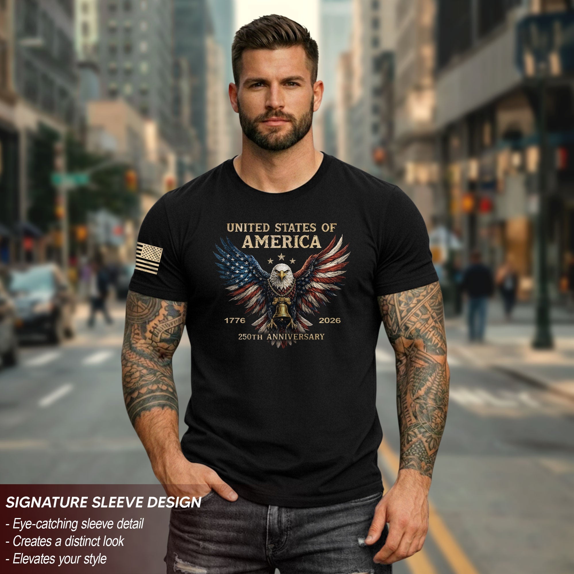 USA 250th Anniversary 250 Years Shirt 1776–2026 American Flag Winged Eagle Patriotic